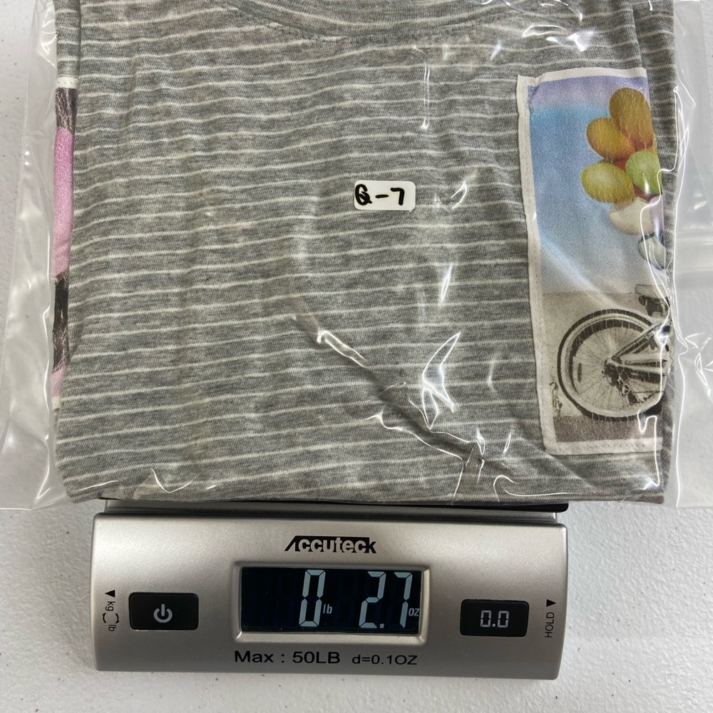 EUC Justice girl’s gray white striped photo cropped short sleeve summer shirt 14 - Picture 7 of 7